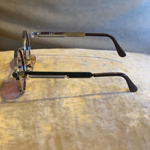 NEW! Purple Round Lens Sunglasses Silver Designed Metal Spring Sides - Picture 7 of 14